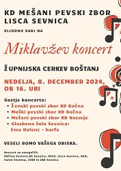 Miklavžev koncert MePZ Lisca Sevnica 2024